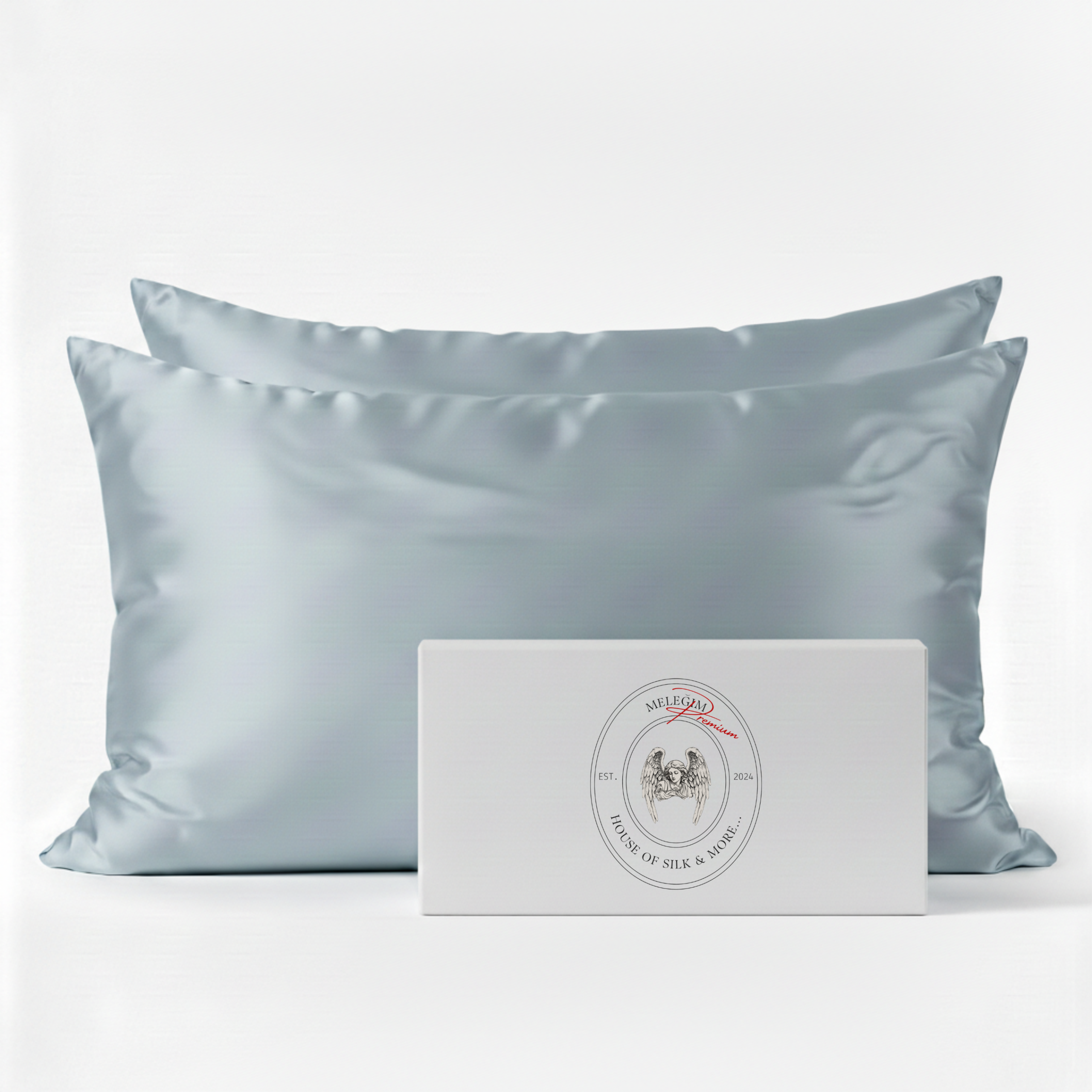 Set 2 Fețe de Pernă din Mătase Naturală Zipper | Mulberry Silk 22 Momme | Baby Blue 50 x 70 cm