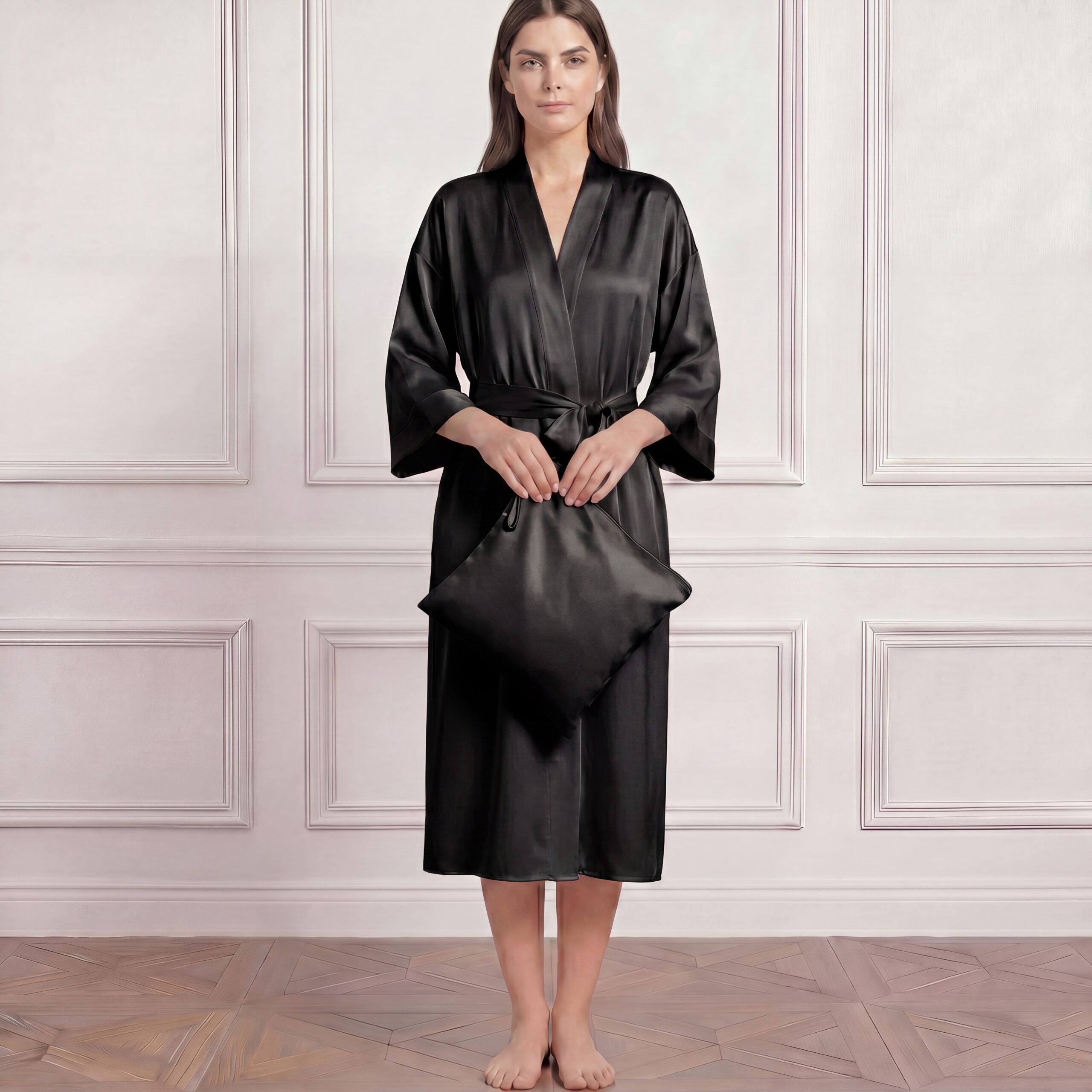 Silk-black-robe-long-mulberry-silk-melegim