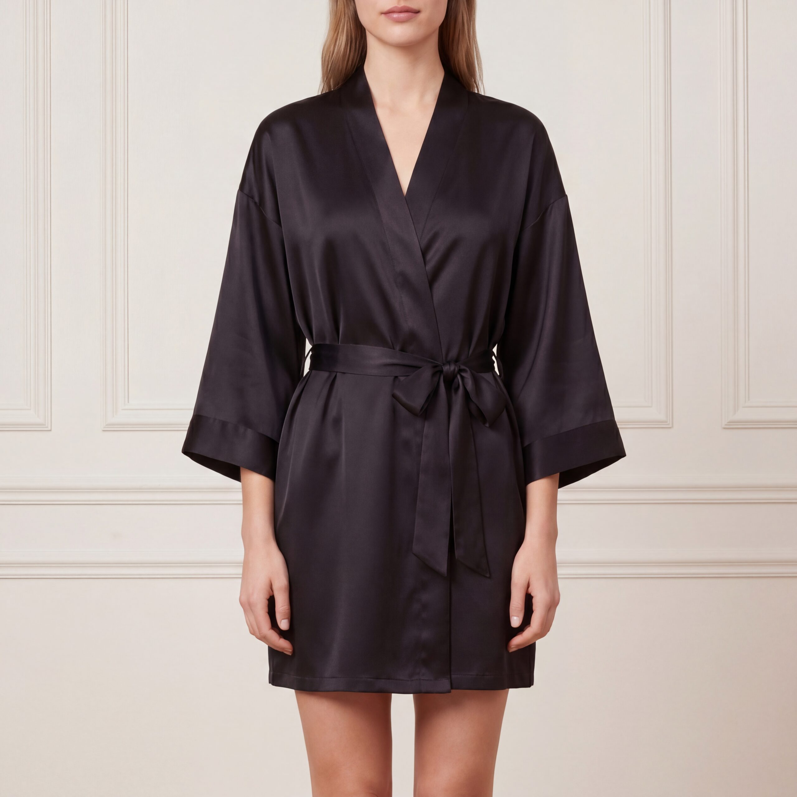 Silk-black-robe-short-mulberry-silk-melegim