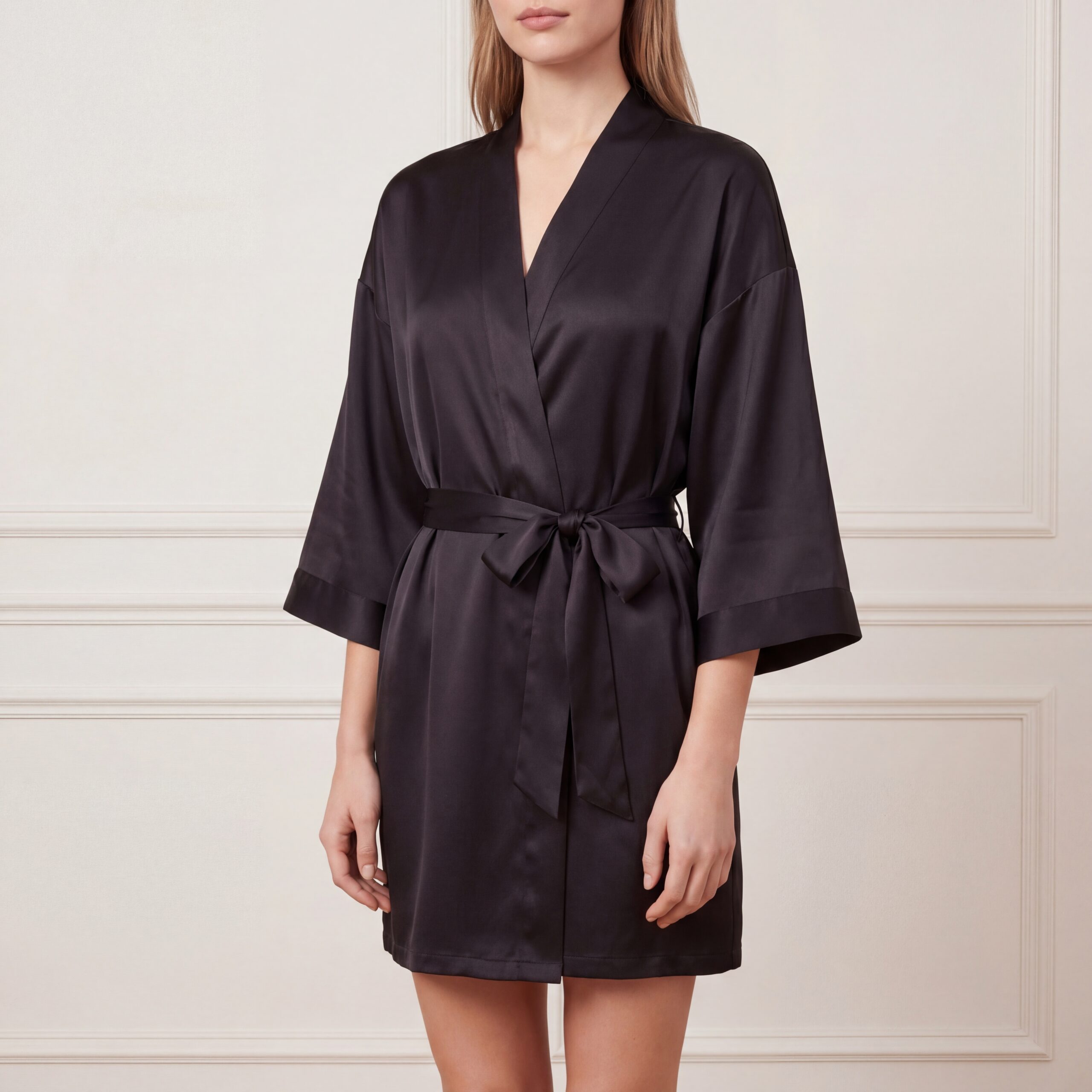 Silk-black-robe-short-mulberry-silk-melegim