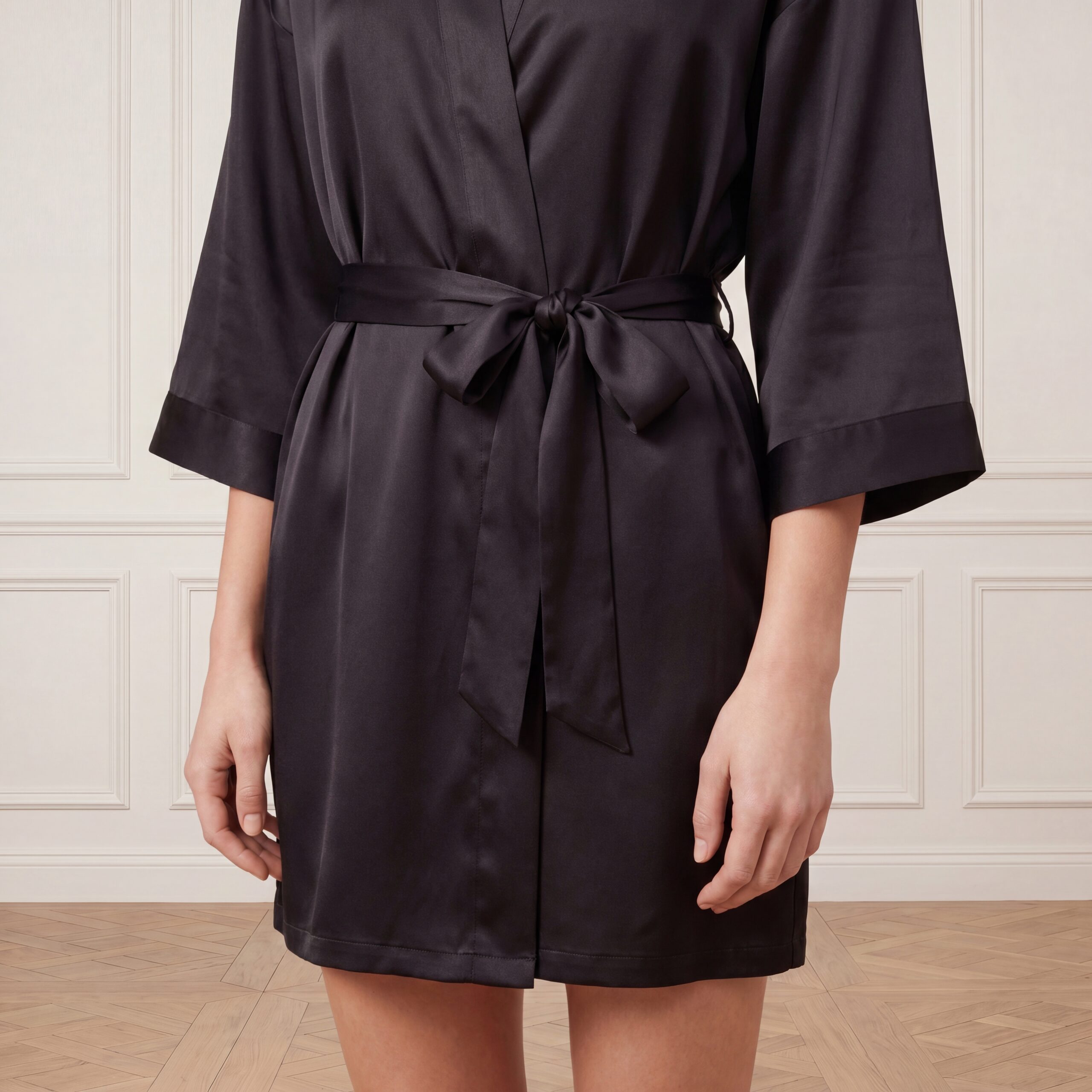 Silk-black-robe-short-mulberry-silk-melegim